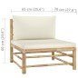 5-tlg. Garten-Lounge-Set mit Cremeweißen Kissen Bambus 5-tlg. Garten-Lounge-Set mit Cremeweißen Kissen Bambus