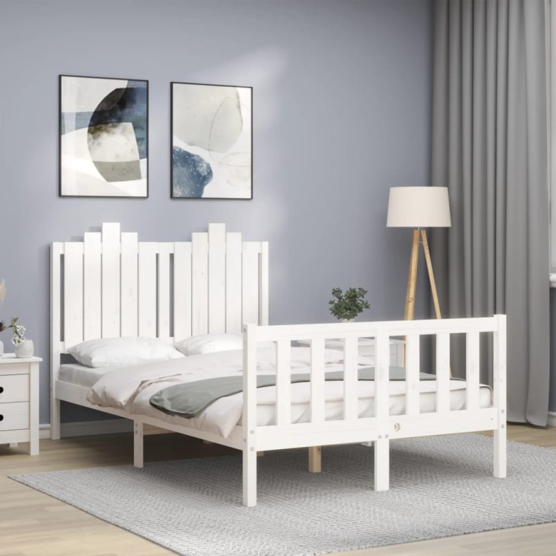 vidaXL Massivholzbett mit Kopfteil Weiß 120x200 cm vidaXL Massivholzbett mit Kopfteil Weiß 120x200 cm