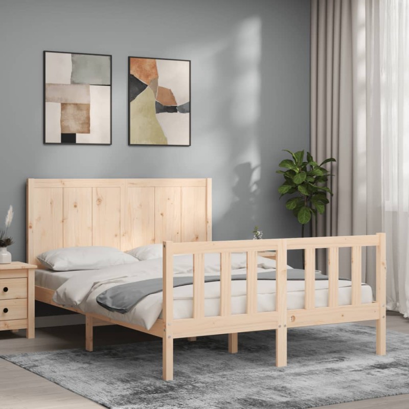 vidaXL Massivholzbett mit Kopfteil vidaXL Massivholzbett mit Kopfteil