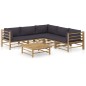 vidaXL 6-tlg. Garten-Lounge-Set mit Dunkelgrauen Kissen Bambus vidaXL 6-tlg. Garten-Lounge-Set mit Dunkelgrauen Kissen Bambus