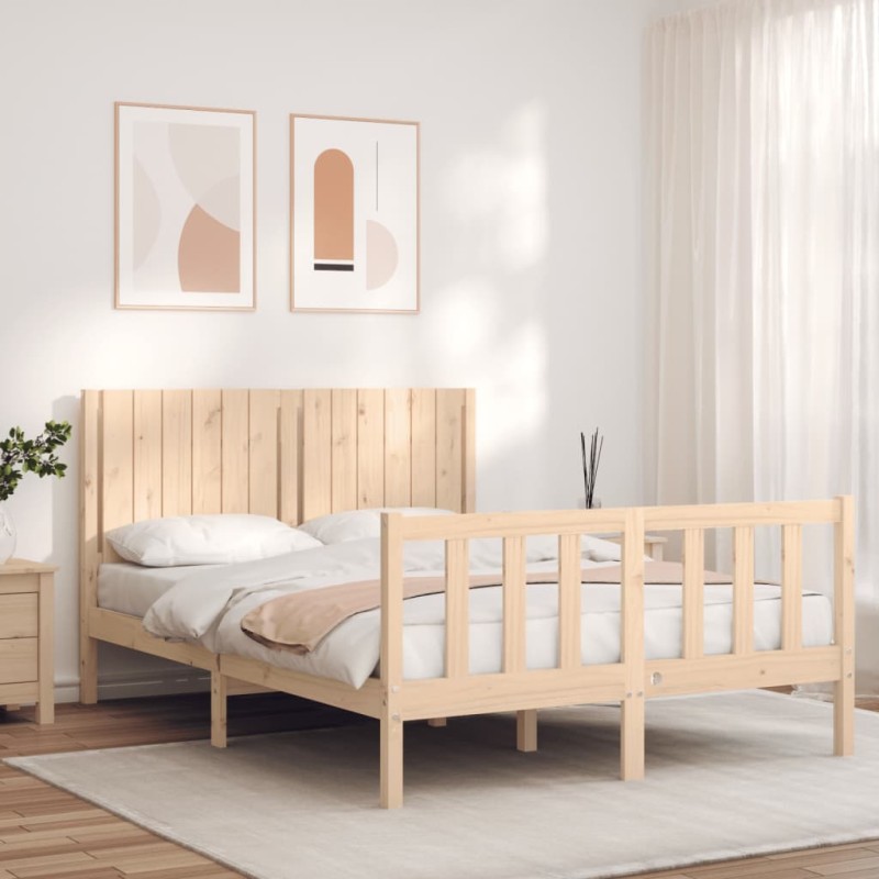 vidaXL Massivholzbett mit Kopfteil vidaXL Massivholzbett mit Kopfteil