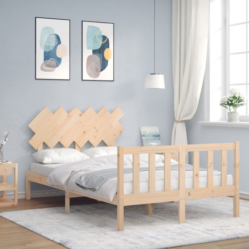 vidaXL Massivholzbett mit Kopfteil vidaXL Massivholzbett mit Kopfteil