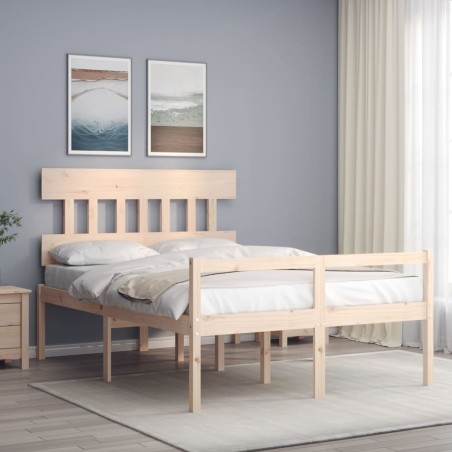 vidaXL Massivholzbett mit Kopfteil