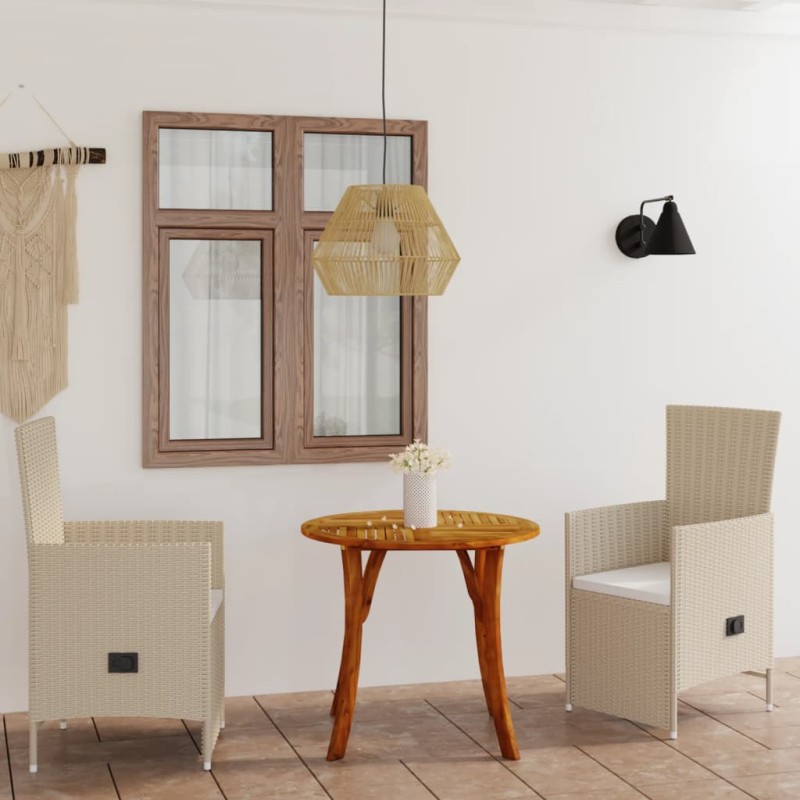 vidaXL 3-tlg. Garten-Essgruppe Beige vidaXL 3-tlg. Garten-Essgruppe Beige