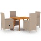 vidaXL 5-tlg. Garten-Essgruppe Beige vidaXL 5-tlg. Garten-Essgruppe Beige