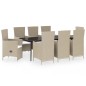 vidaXL 9-tlg. Garten-Essgruppe mit Auflagen Beige vidaXL 9-tlg. Garten-Essgruppe mit Auflagen Beige
