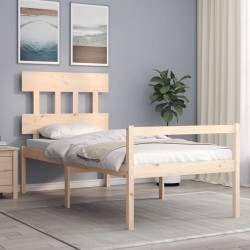 vidaXL Seniorenbett mit Kopfteil 90x200 cm Massivholz