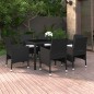 7-tlg. Garten-Essgruppe Poly Rattan und Hartglas Schwarz 7-tlg. Garten-Essgruppe Poly Rattan und Hartglas Schwarz