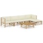 6-tlg. Garten-Lounge-Set mit Cremeweißen Kissen Bambus 6-tlg. Garten-Lounge-Set mit Cremeweißen Kissen Bambus
