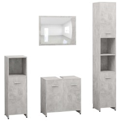 vidaXL 4-tlg. Badmöbel-Set Betongrau Holzwerkstoff