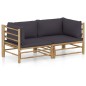 vidaXL 2-tlg. Garten-Lounge-Set mit Dunkelgrauen Kissen Bambus vidaXL 2-tlg. Garten-Lounge-Set mit Dunkelgrauen Kissen Bambus