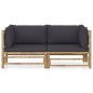 vidaXL 2-tlg. Garten-Lounge-Set mit Dunkelgrauen Kissen Bambus vidaXL 2-tlg. Garten-Lounge-Set mit Dunkelgrauen Kissen Bambus