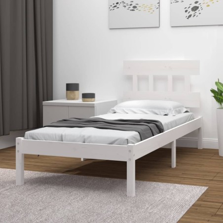 vidaXL Massivholzbett Weiß 75x190 cm