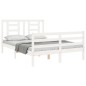vidaXL Massivholzbett mit Kopfteil Weiß 140x190 cm vidaXL Massivholzbett mit Kopfteil Weiß 140x190 cm