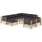 10-tlg. Garten-Lounge-Set mit Dunkelgrauen Kissen Bambus 10-tlg. Garten-Lounge-Set mit Dunkelgrauen Kissen Bambus