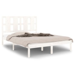 vidaXL Massivholzbett Weiß 120x190 cm
