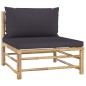10-tlg. Garten-Lounge-Set mit Dunkelgrauen Kissen Bambus 10-tlg. Garten-Lounge-Set mit Dunkelgrauen Kissen Bambus