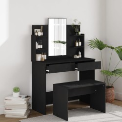vidaXL Schminktisch-Set Schwarz 96x40x142 cm