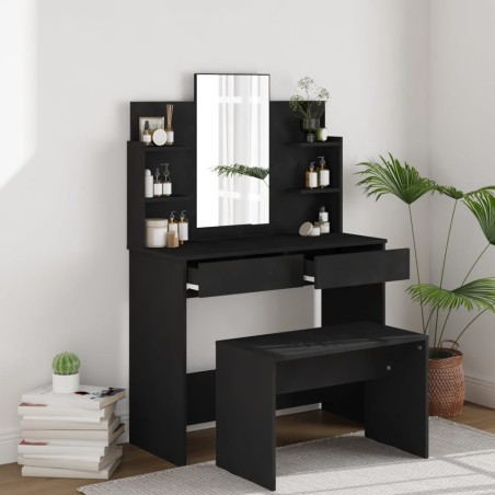 vidaXL Schminktisch-Set Schwarz 96x40x142 cm