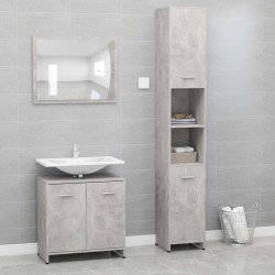 vidaXL 3-tlg. Badmöbel-Set Betongrau Holzwerkstoff