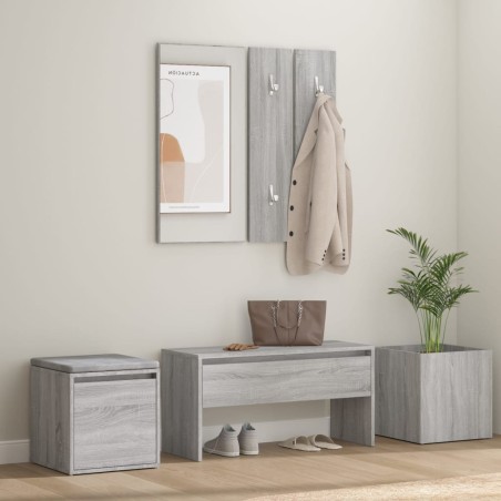 vidaXL Flurmöbel-Set Grau Sonoma Holzwerkstoff