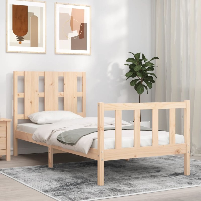 vidaXL Massivholzbett mit Kopfteil 100x200 cm vidaXL Massivholzbett mit Kopfteil 100x200 cm
