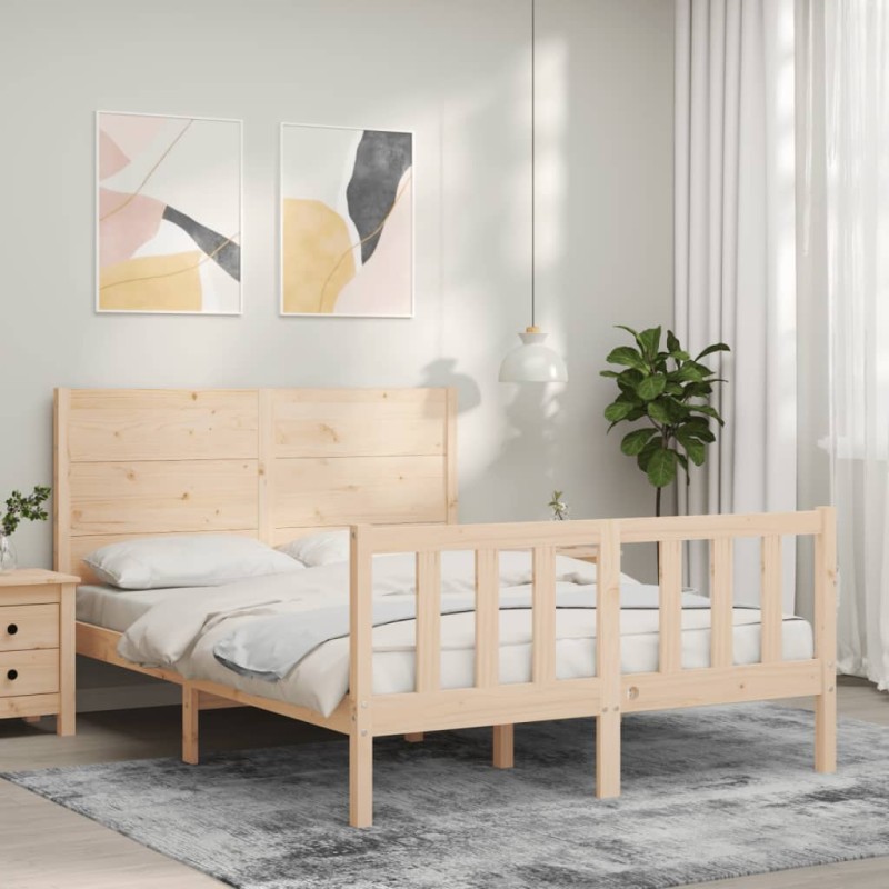 vidaXL Massivholzbett mit Kopfteil 140x200 cm vidaXL Massivholzbett mit Kopfteil 140x200 cm