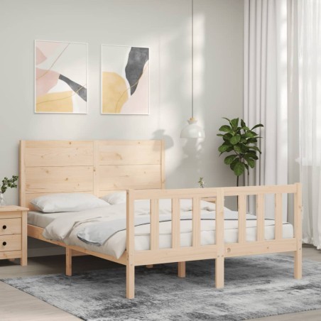 vidaXL Massivholzbett mit Kopfteil 140x200 cm