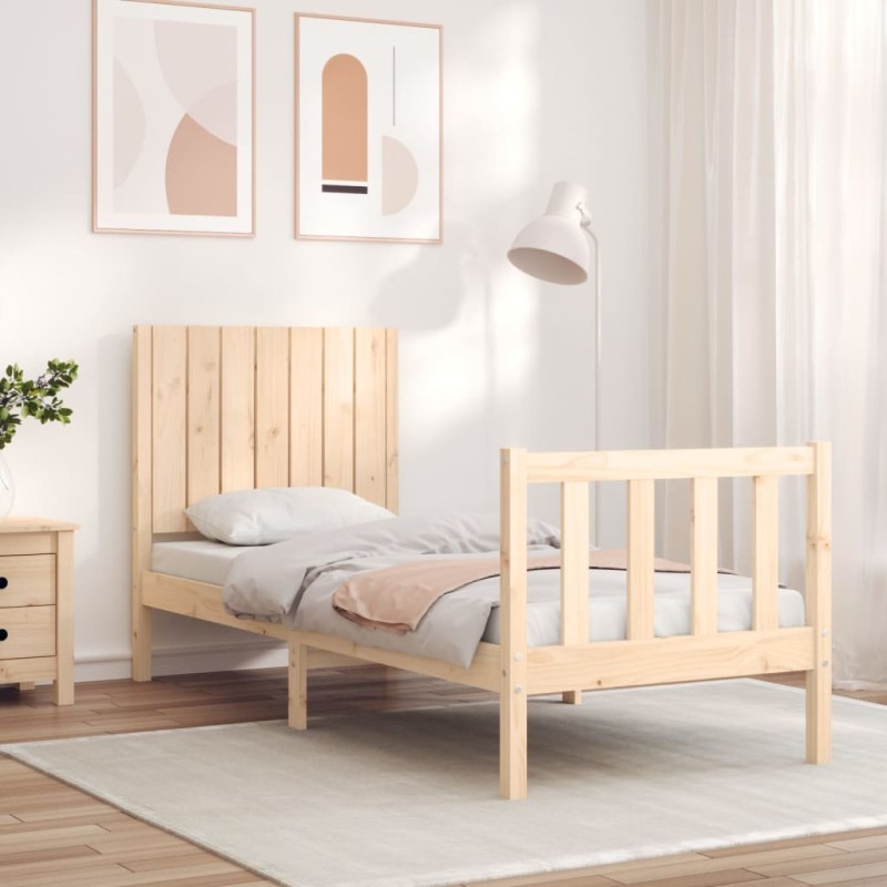 vidaXL Massivholzbett mit Kopfteil vidaXL Massivholzbett mit Kopfteil