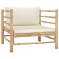 7-tlg. Garten-Lounge-Set mit Cremeweißen Kissen Bambus 7-tlg. Garten-Lounge-Set mit Cremeweißen Kissen Bambus