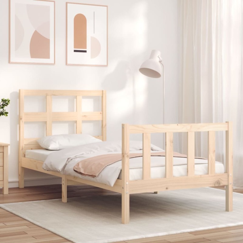 vidaXL Massivholzbett mit Kopfteil vidaXL Massivholzbett mit Kopfteil