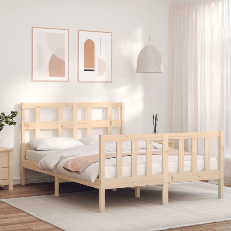 vidaXL Massivholzbett mit Kopfteil 140x200 cm vidaXL Massivholzbett mit Kopfteil 140x200 cm