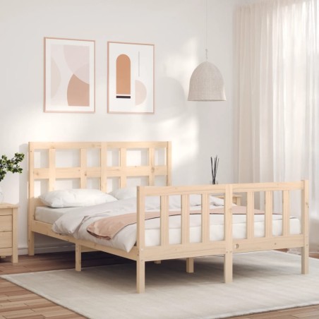 vidaXL Massivholzbett mit Kopfteil 140x200 cm
