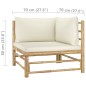 7-tlg. Garten-Lounge-Set mit Cremeweißen Kissen Bambus 7-tlg. Garten-Lounge-Set mit Cremeweißen Kissen Bambus