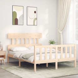 vidaXL Massivholzbett mit Kopfteil 140x200 cm