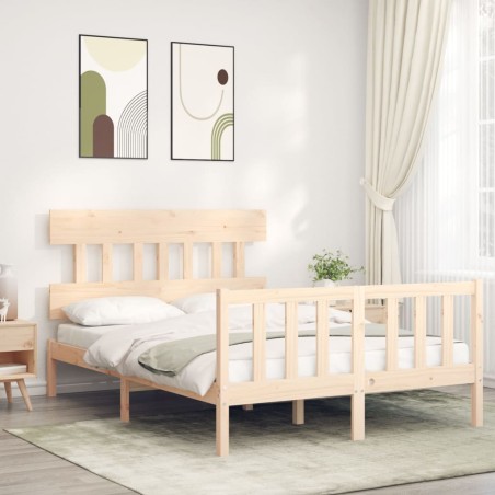 vidaXL Massivholzbett mit Kopfteil 140x200 cm