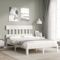 vidaXL Massivholzbett mit Kopfteil Weiß 140x190 cm vidaXL Massivholzbett mit Kopfteil Weiß 140x190 cm