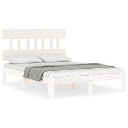 vidaXL Massivholzbett mit Kopfteil Weiß 140x190 cm