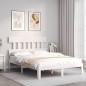 vidaXL Massivholzbett mit Kopfteil Weiß 140x190 cm vidaXL Massivholzbett mit Kopfteil Weiß 140x190 cm