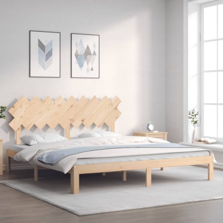 vidaXL Massivholzbett mit Kopfteil