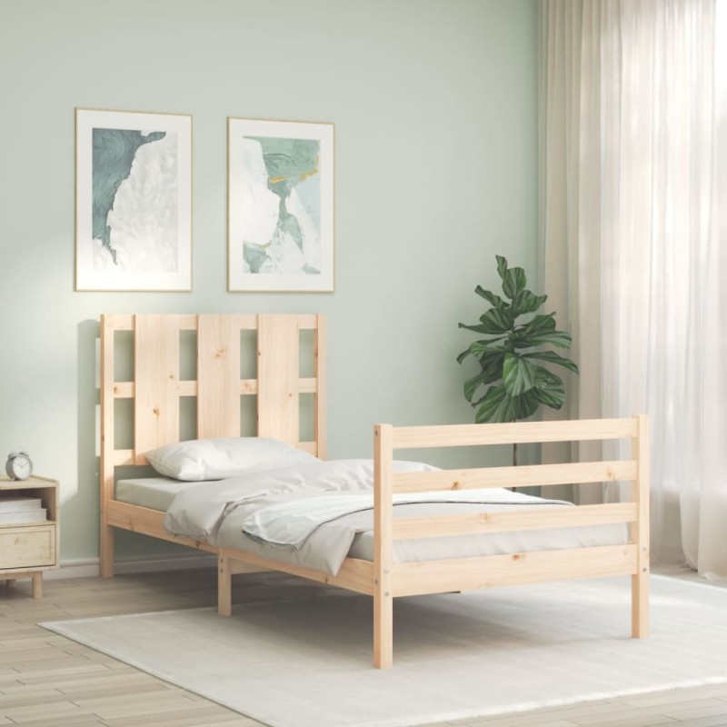vidaXL Massivholzbett mit Kopfteil vidaXL Massivholzbett mit Kopfteil