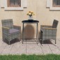 vidaXL 3-tlg. Bistro-Set Poly Rattan und Hartglas Grau vidaXL 3-tlg. Bistro-Set Poly Rattan und Hartglas Grau