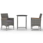vidaXL 3-tlg. Bistro-Set Poly Rattan und Hartglas Grau vidaXL 3-tlg. Bistro-Set Poly Rattan und Hartglas Grau