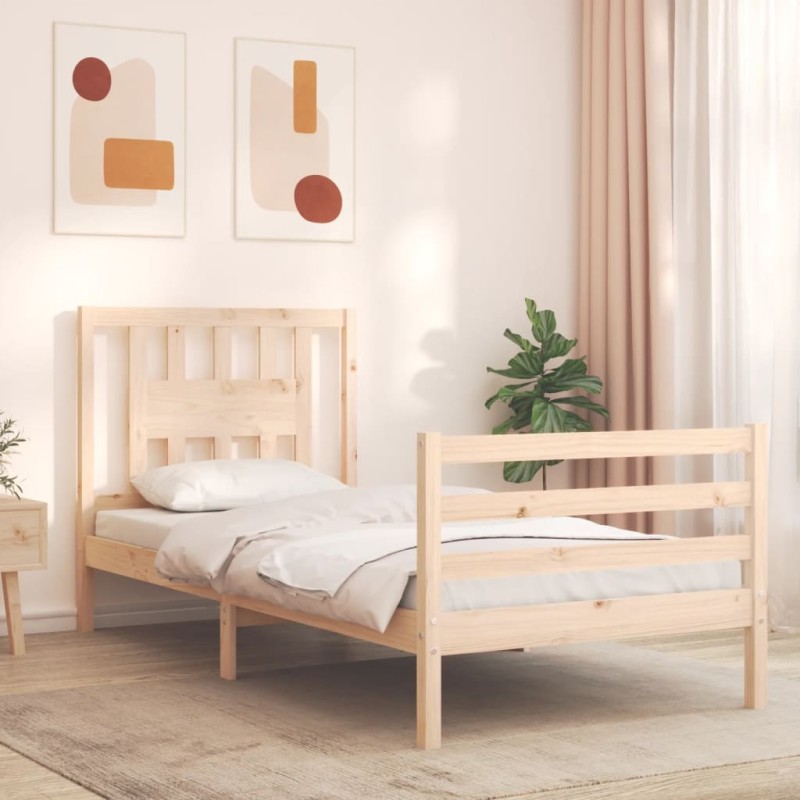 vidaXL Massivholzbett mit Kopfteil vidaXL Massivholzbett mit Kopfteil