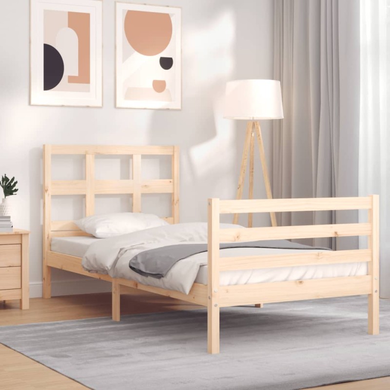 vidaXL Massivholzbett mit Kopfteil vidaXL Massivholzbett mit Kopfteil