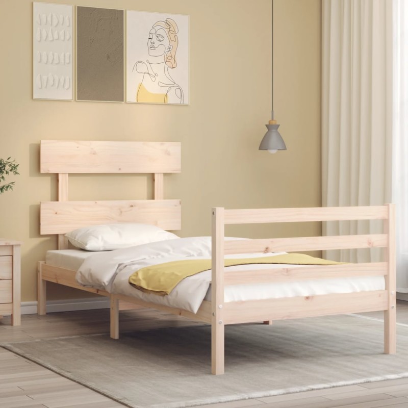 vidaXL Massivholzbett mit Kopfteil vidaXL Massivholzbett mit Kopfteil