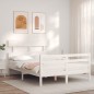 vidaXL Massivholzbett mit Kopfteil Weiß 140x190 cm