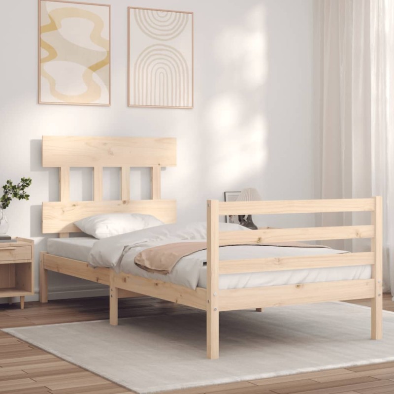 vidaXL Massivholzbett mit Kopfteil vidaXL Massivholzbett mit Kopfteil