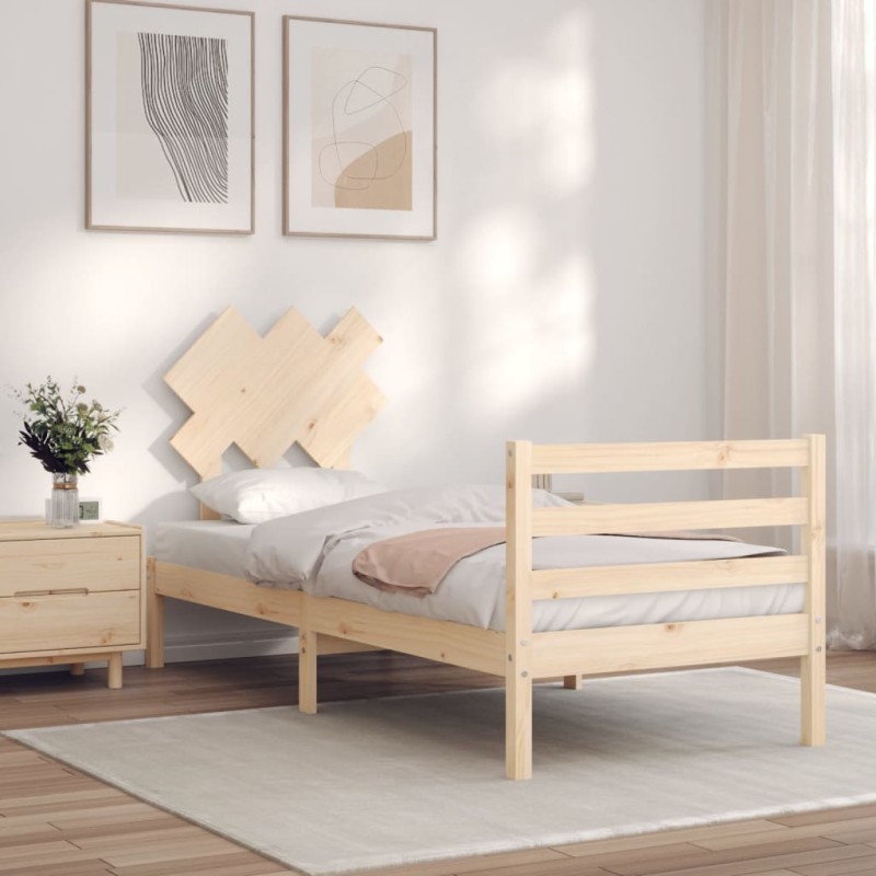 vidaXL Massivholzbett mit Kopfteil vidaXL Massivholzbett mit Kopfteil