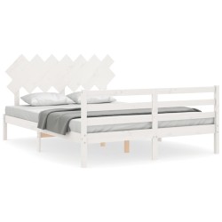 vidaXL Massivholzbett mit Kopfteil Weiß 140x190 cm